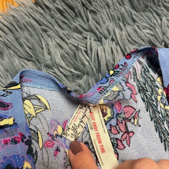 Intimately Free People Don’t Know Rain Blue Floral Open Front Kimono Size XS/S - Picture 4 of 5